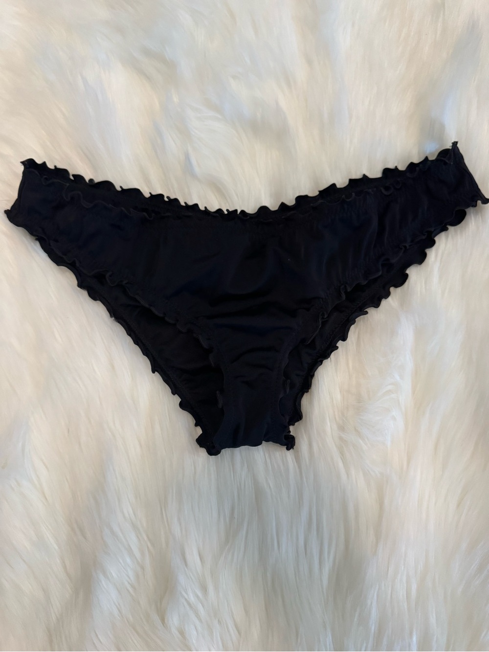 Shade & Shore Black Ruffle-Edge Bikini Bottoms Size Large